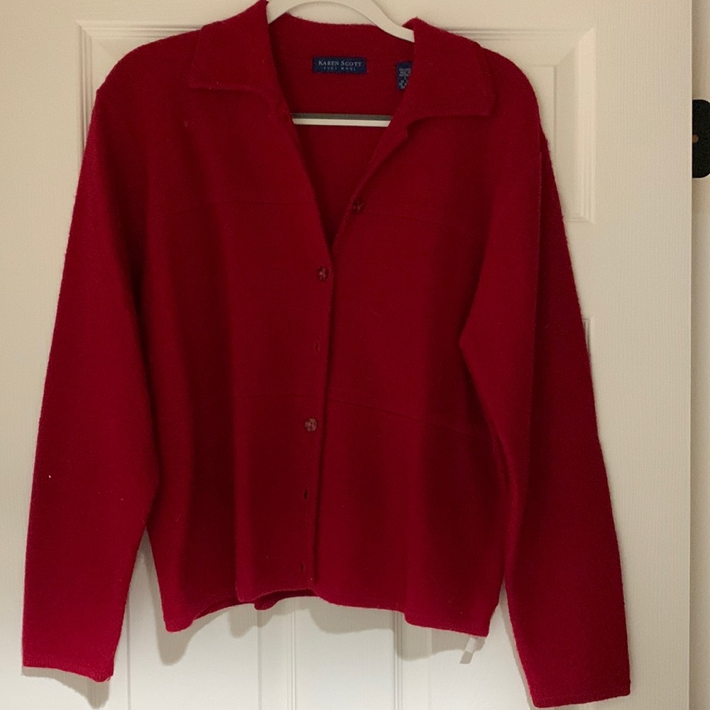 Red Karen Scott Wool Sweater